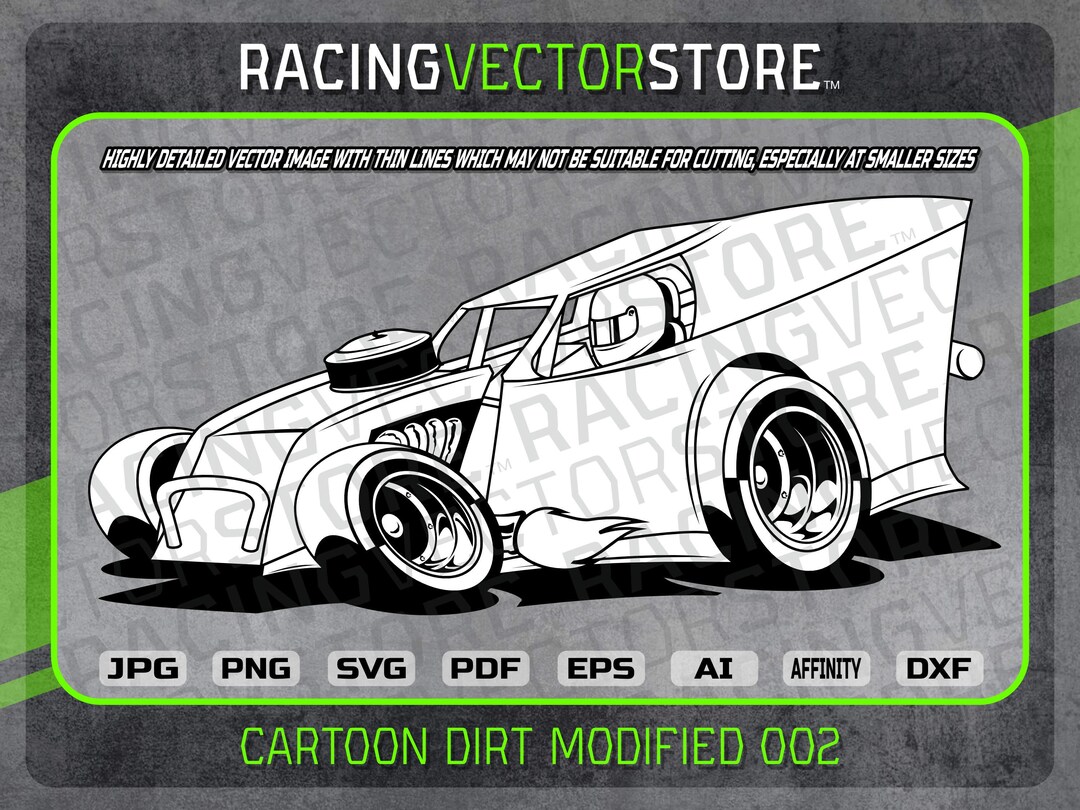 Cartoon Dirt Modified Race Car Highly Detailed Vector Clip Art Image in ...