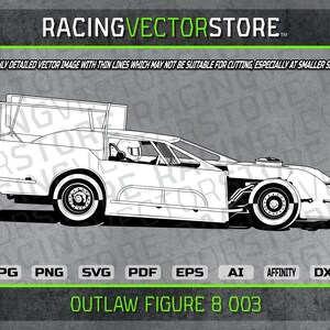 Outlaw figure 8 late model highly detailed vector clipart image in .svg .ai .pdf .eps .png .jpg .dxf & Affinity