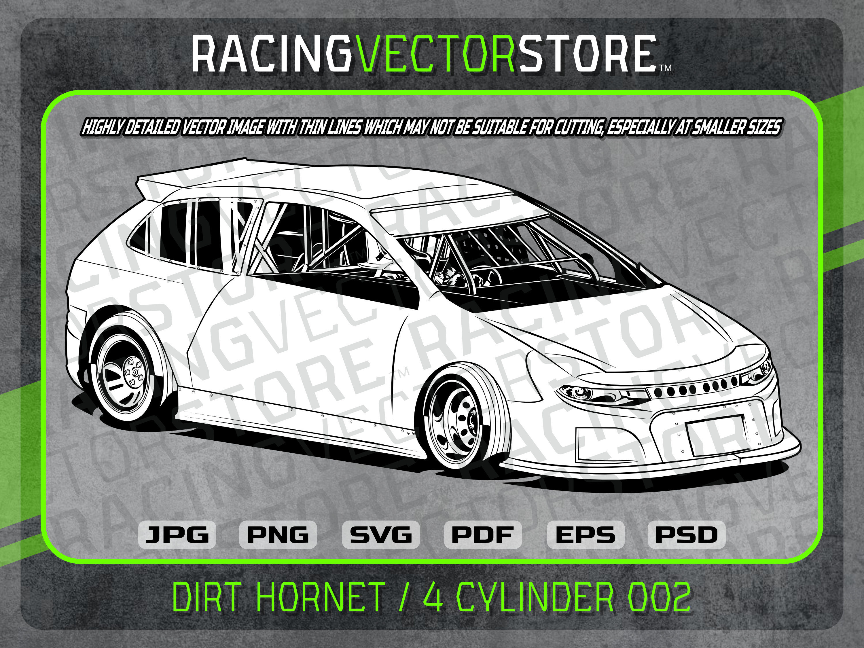 Dirt Four Cylinder Race Car Highly Detailed Image in Etsy