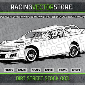 Dirt super street stock race car highly detailed image in .svg .ai .eps .pdf .png .jpg .psd
