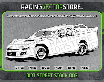 Dirt super street stock race car highly detailed image in .svg .ai .eps .pdf .png .jpg .psd