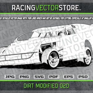 Dirt track modified race car highly detailed vector image in .svg .eps .pdf .png .jpg .psd