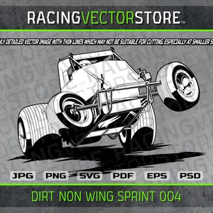 Dirt track sprint race car highly detailed image in .svg .ai .eps .pdf .png .jpg .psd