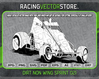 Dirt non wing sprint race car highly detailed vector image in .svg .eps .pdf .png .jpg .ai .dxf .affinity