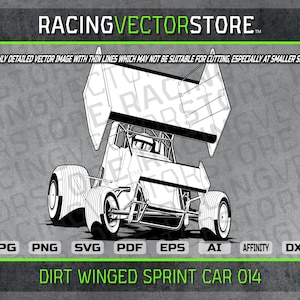 Dirt winged sprint race car highly detailed vector image in .svg .eps .pdf .png .jpg .ai .dxf .affinity