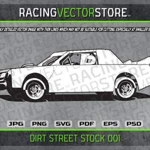 Dirt street stock race car highly detailed vector image in .svg .ai .pdf .eps .png .jpg