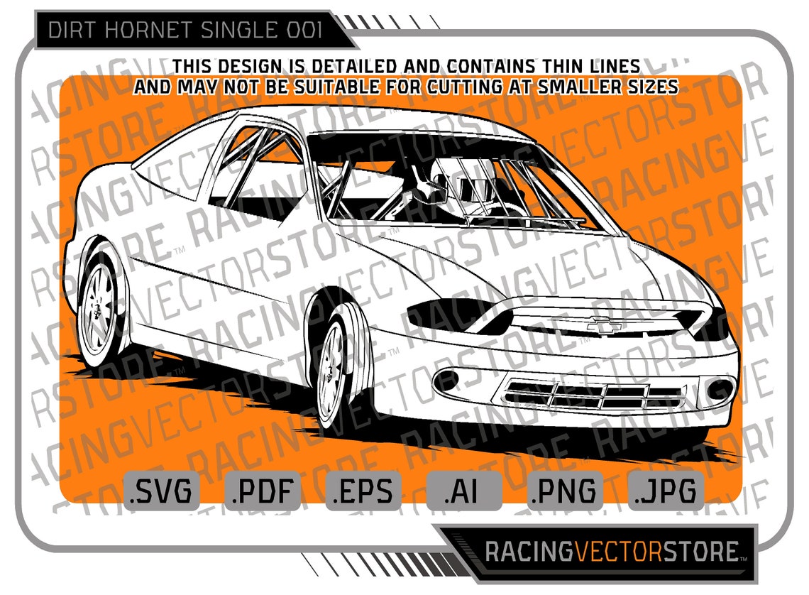 Dirt 4 Cylinder Race Car Highly Detailed Vector Image in .svg