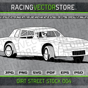 Dirt track street stock raceauto zeer gedetailleerde afbeelding in .svg .ai .eps .pdf .png .jpg .psd