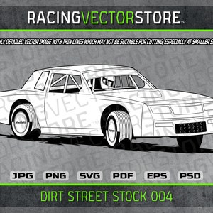 Dirt track street stock race car highly detailed image in .svg .ai .eps .pdf .png .jpg .psd