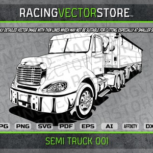 Imagen prediseñada vectorial de un camión semirremolque muy detallada en formato .svg .ai .eps .pdf .png .jpg .dxf .affinity