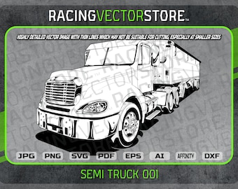 Semi truck highly detailed vector clipart image in .svg .ai .eps .pdf .png .jpg .dxf .affinity