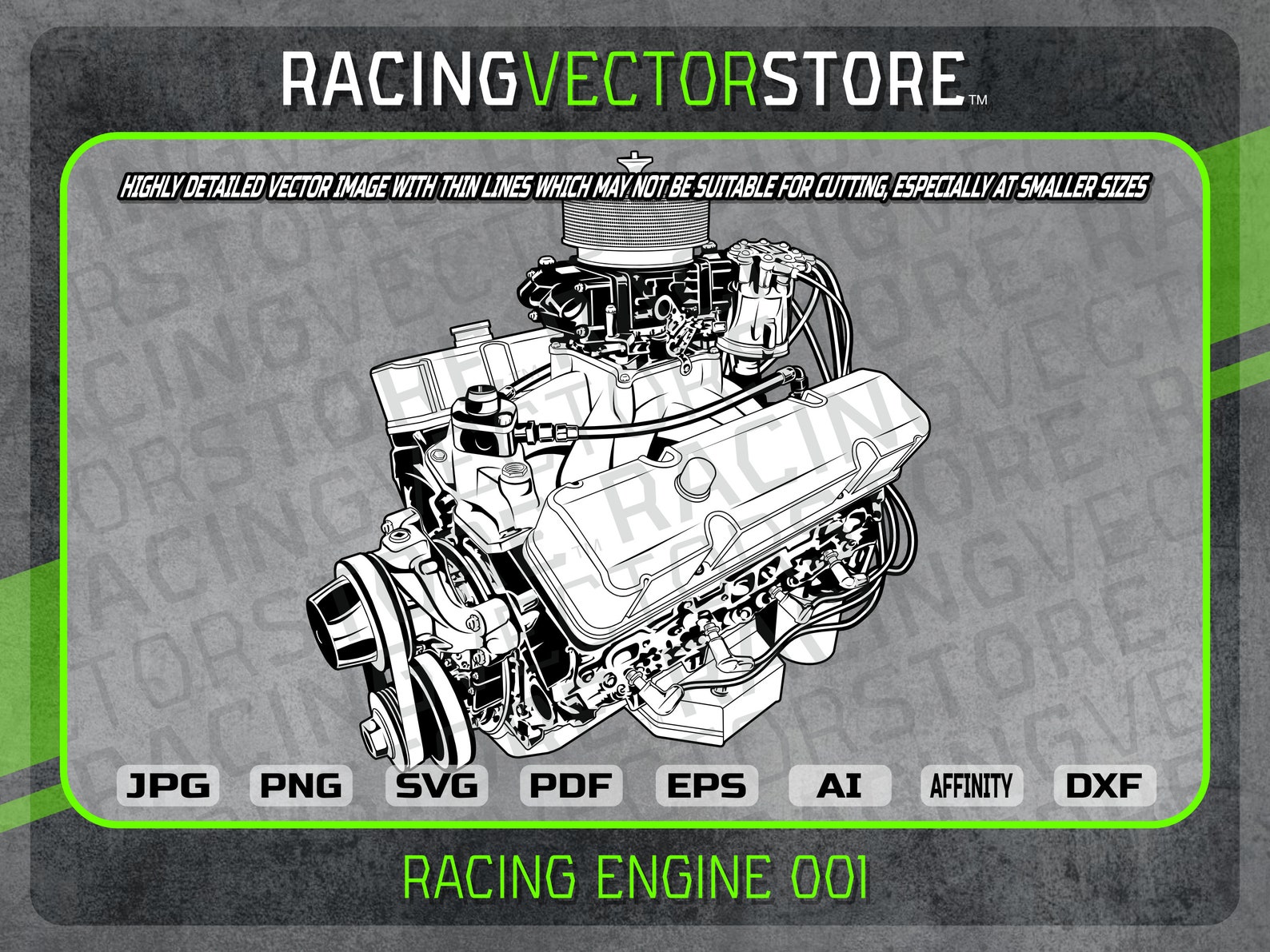 Engine Fast Rabit Dxf Racing Engine Race Car Motor Highly Detailed Vector Clipart Image in ...