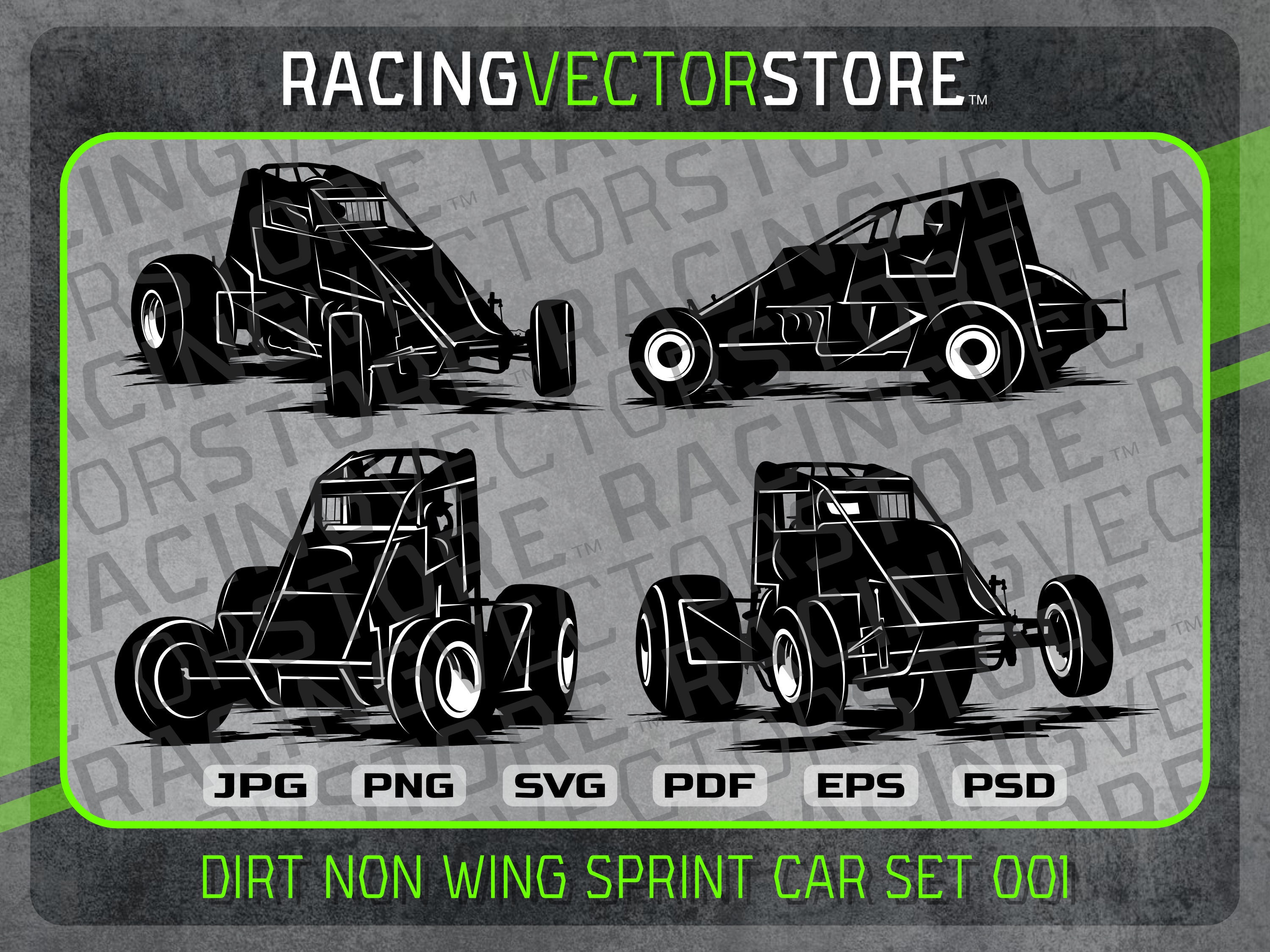 Sprint Car Non Wing Dirt Race Car Image in .svg .ai .eps .pdf .png .jpg ...