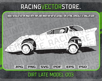 Dirt late model race car highly detailed vector image in .svg .ai .pdf .eps .png .jpg