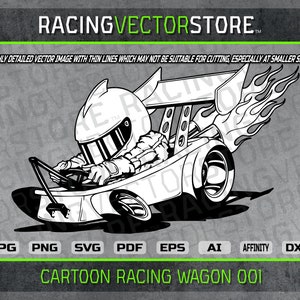 Cartoon racing wagon highly detailed vector clipart image in .svg .ai .pdf .eps .png .jpg .dxf .affinity