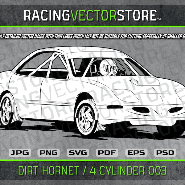 Dirt hornet 4 cylinder race car highly detailed image in .svg .ai .eps .pdf .png .jpg .psd