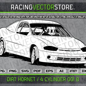 Dirt Hornet 4-cilinder raceauto zeer gedetailleerde vector clipartafbeelding in .svg .ai .pdf .eps .png .jpg .dxf .affinity