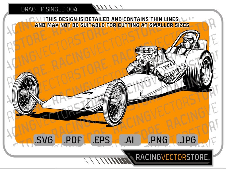 Drag Racing Vintage Top Fuel Dragster Race Car Highly Detailed Image in