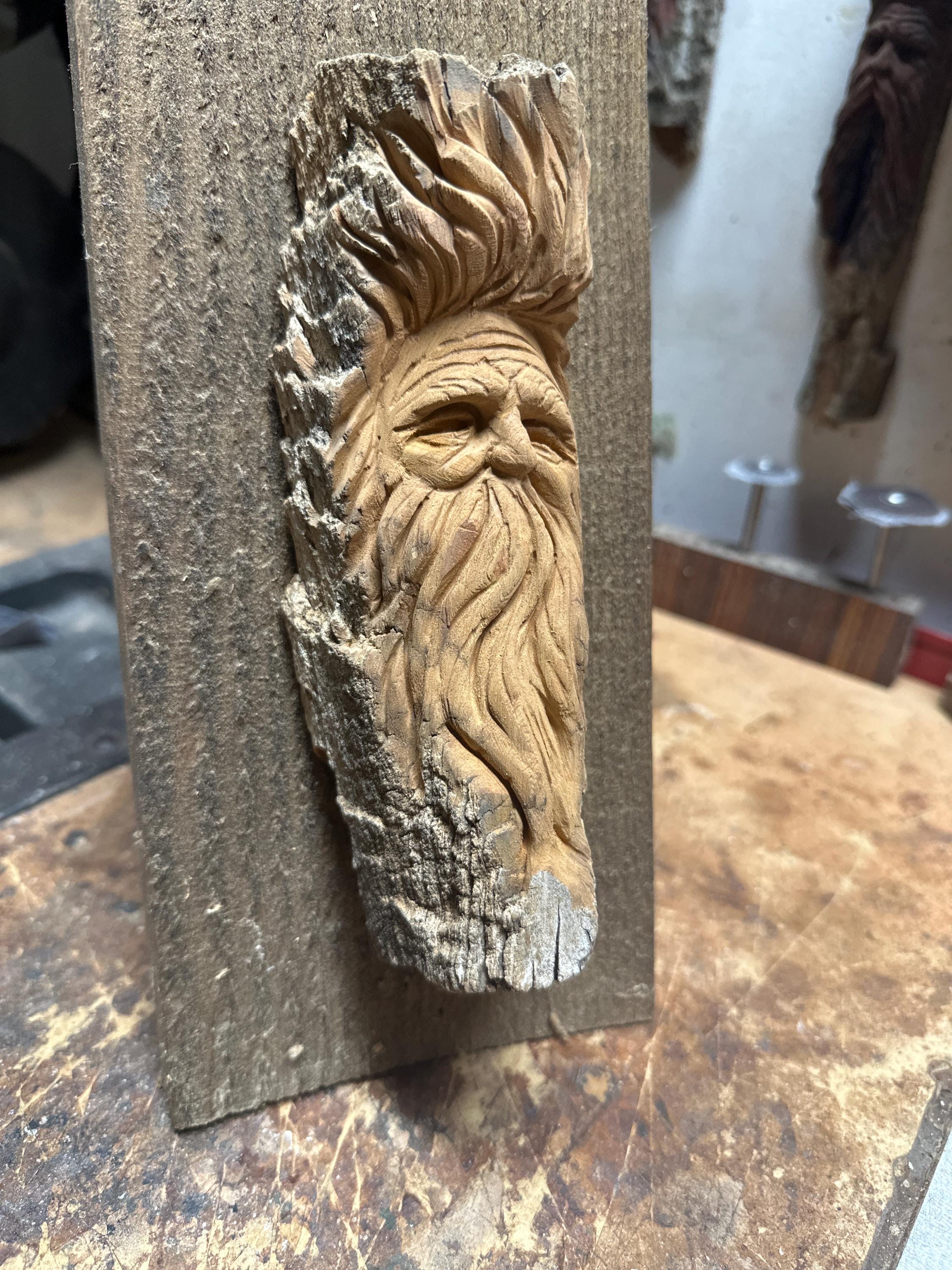 Hand Carved Wood Spirit Wall Hanging: Cottonwood Bark ‘mountain Man - Etsy