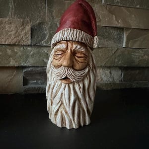 Hand Carved Santa: Solid Cherry Wood, Signed, One-of-a-Kind