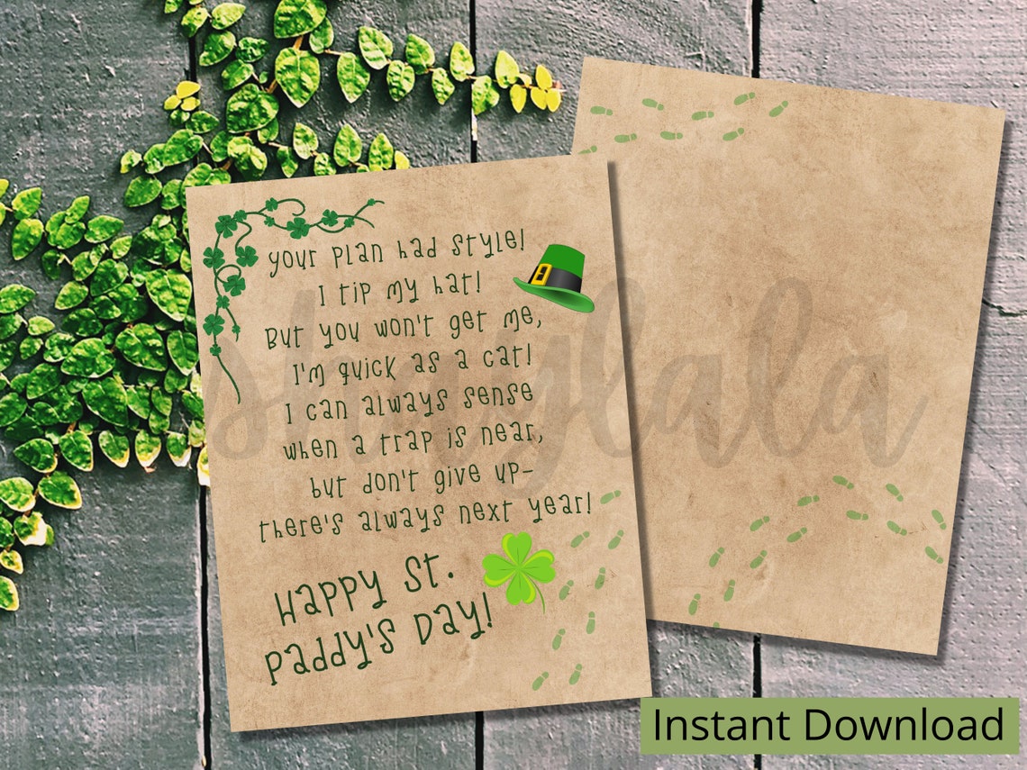 Simple Printable Leprechaun Letter St. Patrick's Day Etsy