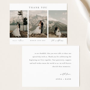 Moderne Hochzeit Danke Karten Vorlage | Bearbeitbare minimalistische Hochzeit-Dankeskarte | Boho Hochzeit Danke Foto Karte