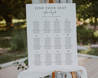 Minimalist Wedding Seating Sign Template | Modern Boho Find Your Seat Wedding Chart | Modern Wedding Seating Sign | Editable Printable