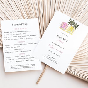 Miami Bachelorette Invitation Template | Palm Springs Bachelorette Weekend |  Bachelorette Party Itinerary | Tropical Bachelorette Party