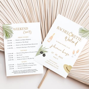 Boho Bachelorette Invitation Template | Miami Bachelorette Weekend Invite | Beach Bachelorette Party Itinerary | Tropical Bachelorette Party