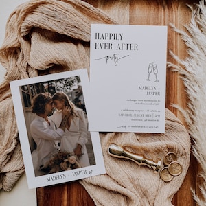 Minimalist Elopement Wedding Reception Invitation | Elopement Announcement Template | Modern Elopement Photo Invitation | Instant Download