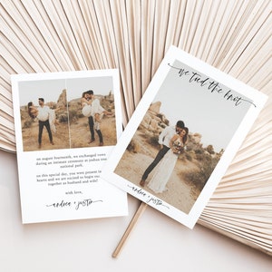 Boho minimalistische schaking aankondigingssjabloon | Wij hebben de knoop doorgehakt kaart | Bewerkbare foto-schakingskaart | Afdrukbare schakingsaankondiging