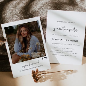 CALISTA Minimalist Graduation Announcement | Modern Graduation Party Invite | Photo Graduation Invite | Graduation Party Invitation Template