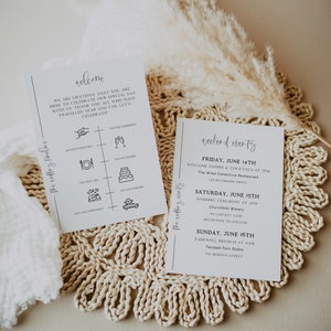 Wedding Itinerary Template Card Download | Modern Wedding Weekend Timeline | Wedding Events Timeline Printable | Editable Wedding Schedule