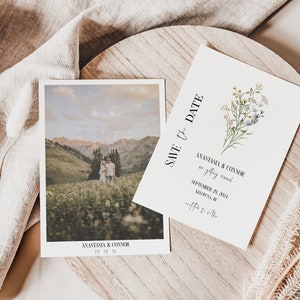 Carte d'invitation florale bohème ISLA | Réservez notre date fleurs sauvages | Réservez votre date d'invitation | Réservez votre date modifiable