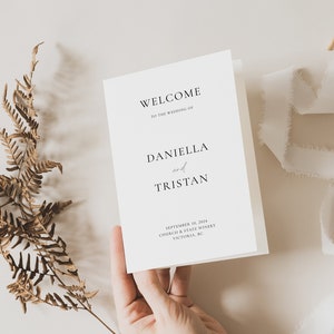 Minimalist Foldable Wedding Program Template | Modern Wedding Timeline Template Folded | Wedding Order Of Service Printable | Editable
