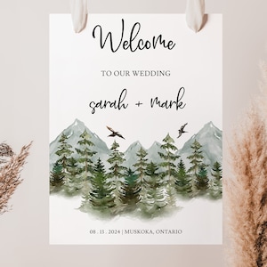 FOREST Wedding Welcome Sign | Printable & Editable Welcome Wedding Template | Forest Welcome Ceremony Sign | Modern Wedding Decoration Sign