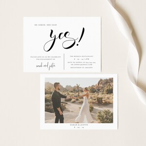 Wedding Engagement Party Invitation Template | Minimalist Photo Engagement Invitation | He Asked She Said Yes | Editable Engagement Invite