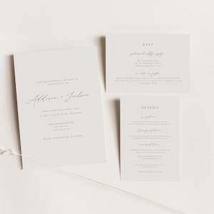 PIA Wedding Invitation Template Set | Minimalist Wedding Invitation Suite | Rsvp Card Template | Details Card | Printable | Instant Download