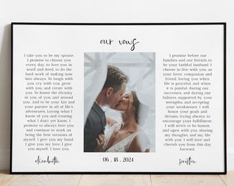 His & Her's Wedding Vows Keepsake Printable | Anniversary Gift | Our Wedding Vows Template Wall Art | Valentine's Day Gift For Him Or Her