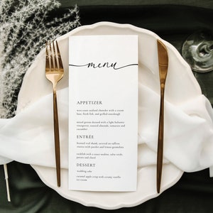 Minimalist Wedding Menu Template | Modern Wedding Menu | Simple Wedding Menu | Printable Wedding Menu | Menu Template Instant Download