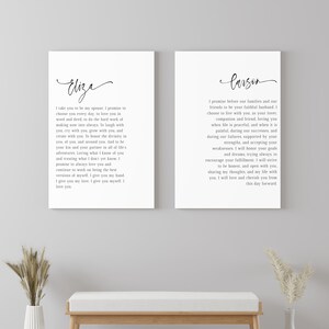 Souvenirs de vœux de mariage de lui et d’elle imprimables | Cadeau d'anniversaire | Notre modèle de vœux de mariage Art mural | Cadeau de Saint-Valentin pour elle ou lui