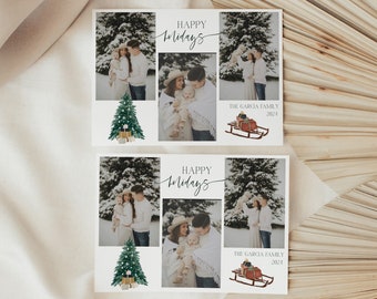 Holiday Card Template | Photo Christmas Cards | Modern Christmas Card Template | Happy Holidays Card | Boho Christmas Photo cards | Editable