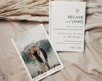 BLISS Minimalist Wedding Invitation Including Photo Back Option | Front and back Invitations | Wedding Template | Printable | Editable