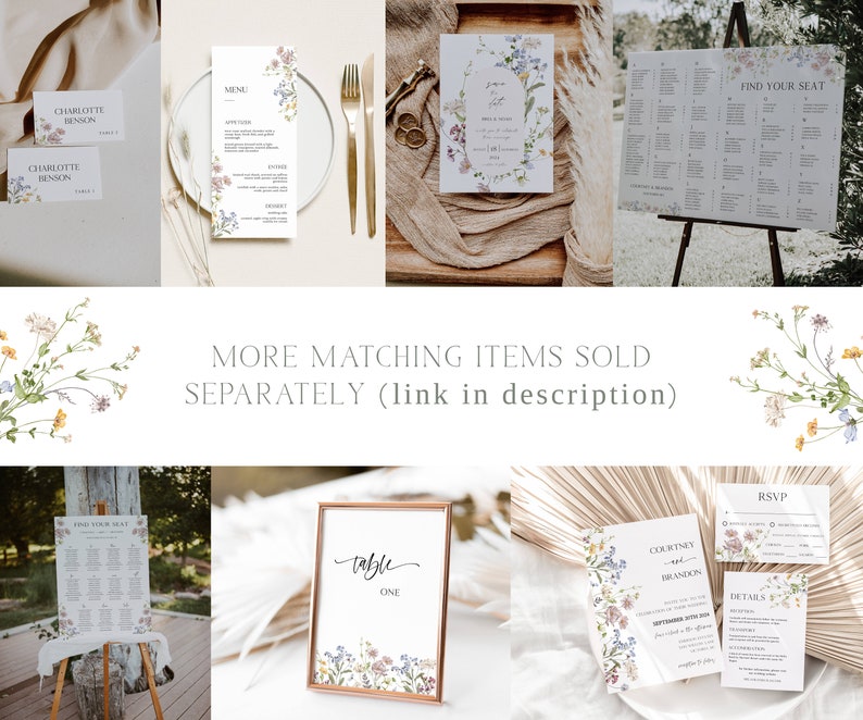 MILLIA Flower Wedding Invitation Template Floral Boho Wedding Invitations Wildflower Wedding Invite Photo Editable Wedding Invite image 6