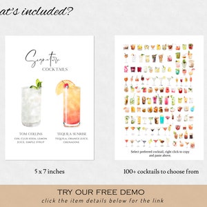 Signature Drink Sign Template | Printable &amp; Editable Signature ...