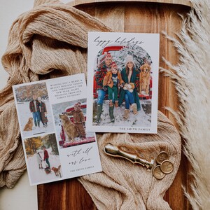 Boho Bogen Weihnachtskarte Vorlage | Foto Weihnachtskarte | Moderne Weihnachtskarte | Minimalistische Weihnachtskarte | Bearbeitbare Vorlage
