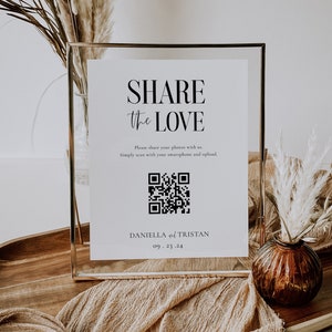 Share The Love Sign Photo QR Code Sign Template | Capture the Love QR Sign | Wedding Template Sign | Wedding QR Code | Instant Download
