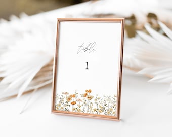 ZOE Herbst Blumen Hochzeit Tischnummern | Florale Tischnummern Vorlage | Hochzeit Tischnummern | Empfang Tischnummern | 5x7 | 4x6 | 3x15 cm