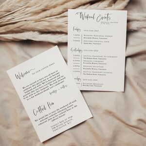 Wedding Events Timeline Template | Front and back Program Template | Wedding Program Template | Editable | Printable | Instant Download