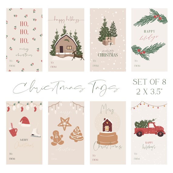 Custom Holiday Gift Tags Set/ 8